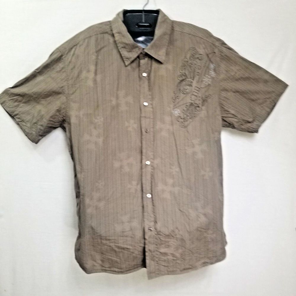 Point Zero Button Down Shirt Mens XXL Short Sleeve With Guitar Graphic